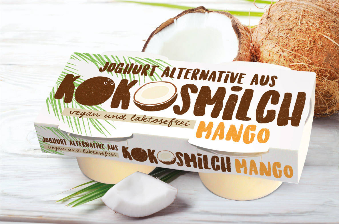 création packaging clusteur yaourt au lait de coco proposition 1